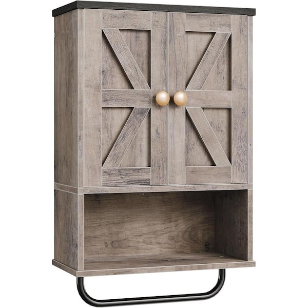 15.4 in. W x 24.4 in. H Rectangular Greige and Charcoal Black Surface Mount Medicine Cabinet without Mirror