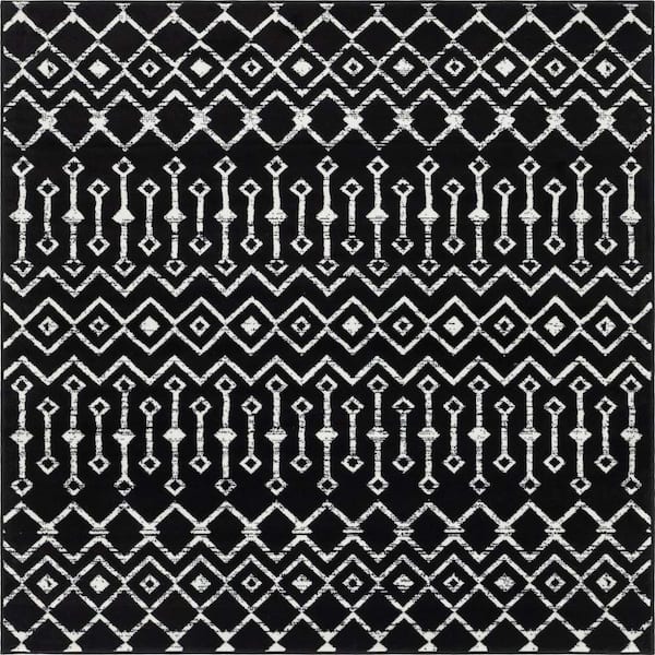 Moroccan Trellis Mamounia Black 6 ft. x 6 ft. Area Rug