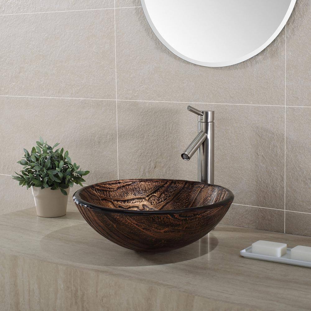 Gaia Copper-Brown Glass Circular Vessel Sink