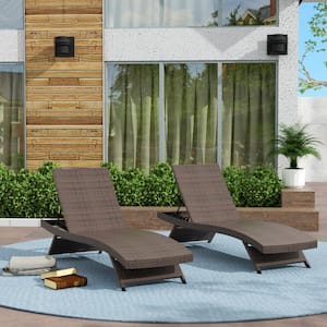 Bowman Brown 2-Piece Wicker Reclining Outdoor Chaise Lounge