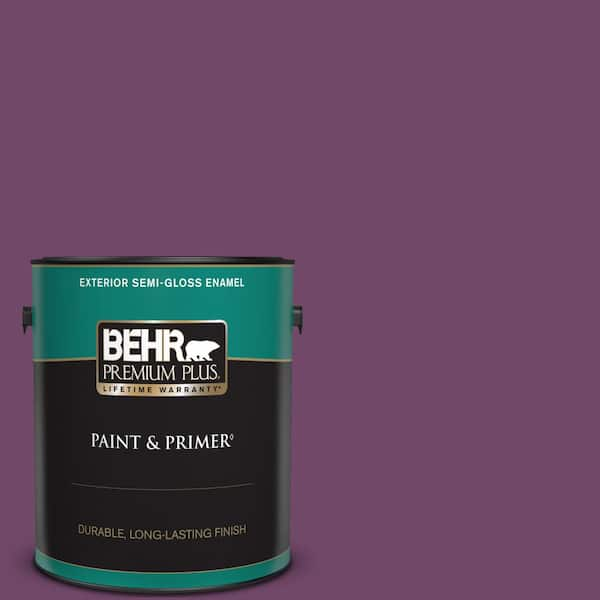 BEHR PREMIUM PLUS 1 gal. #S-G-680 Raspberry Mousse Semi-Gloss Enamel Exterior Paint & Primer