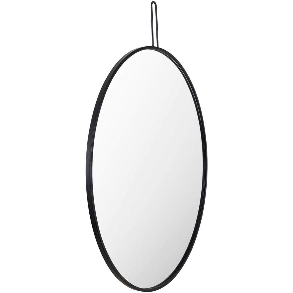 Dermot Black Metal Round Wall Mirror