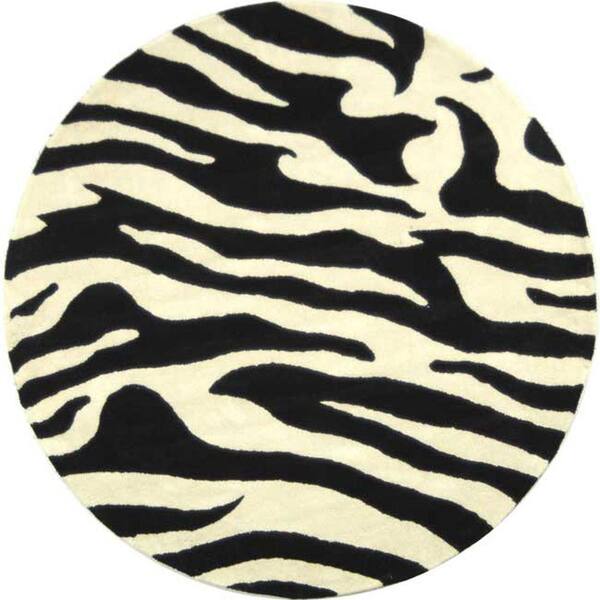 SAFAVIEH Soho White/Black 6 ft. x 6 ft. Round Animal Print Area Rug