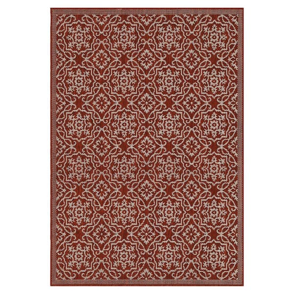 Eliza Red 5 ft. x 8 ft. Indoor/Outdoor Area Rug