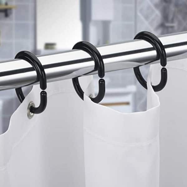 Qulable 24 pcs Shower Curtain Rings Plastic Shower Curtain Hooks C-Shaped  Rings Hook Hanger Bath Drape Loop Clip Glide Bathroom Shower Window Rod