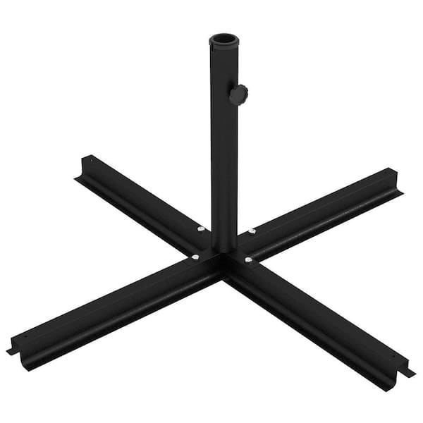 10 lb. Metal Patio Umbrella Base in Black Universal Cross Brace Stand for Small Offset Umbrella or Large Market Umbrella