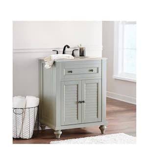 Hamilton 25 in. W x 22 in. D x 35 in. H Single Sink Freestanding Bath Vanity in Gray with Gray Granite Top