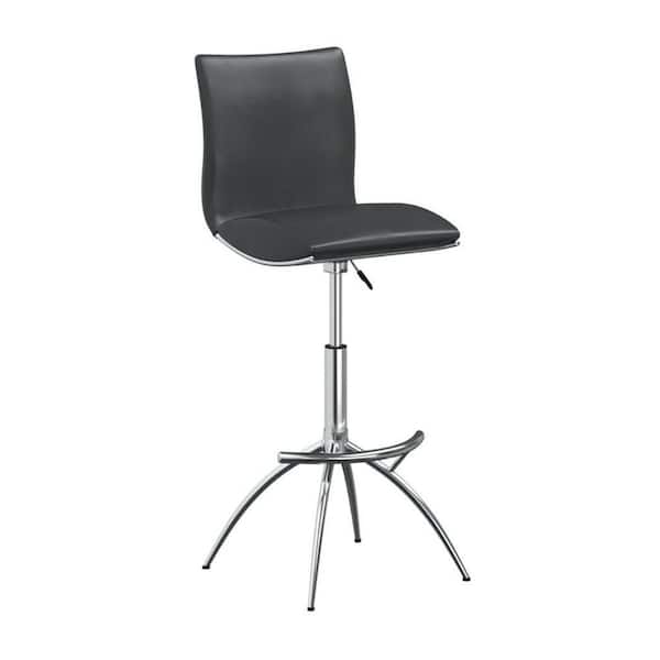 Benjara 30.5 in. Gray and Chrome Low Back Metal Frame Bar Stool with Faux Leather Seat(Set of 2)