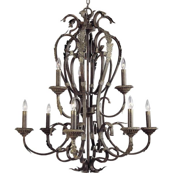 Progress Lighting Palmero Collection Weathered Bronze 9-light Chandelier-DISCONTINUED