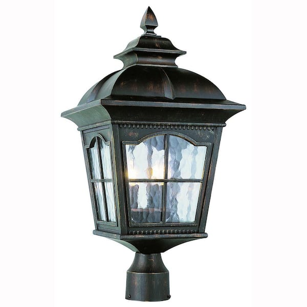 Bel Air Lighting Briarwood 3-Light Antique Rust Outdoor Lamp Post Lantern Mount with Water Glass