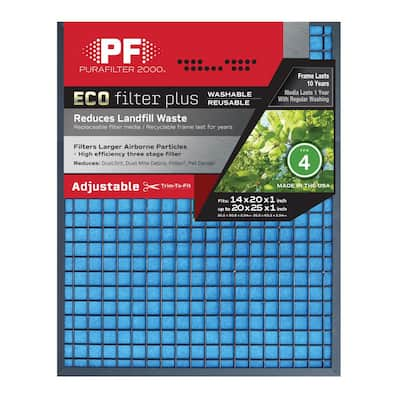 14 in. x 20 in. x 1 in. to 20 in. x 25 in. x 1 Adjustable ECO Washable Air Filter FPR4