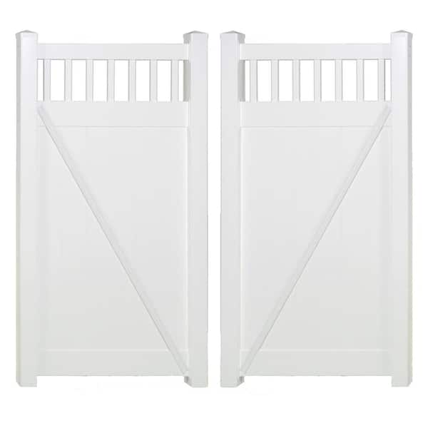 Calgary 10.8 ft. W x 6 ft. H White Vinyl Privacy Double Fence Gate Kit
