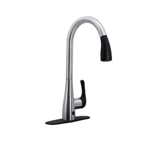 Single Handle Touchless Motion Sensor Kitchen Faucet with Pull Down Sprayer Head, Stainless Steel/Matte Black