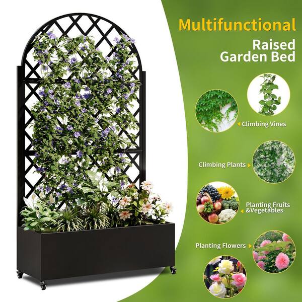 36 in., x 16 in. x 74 in. H Black Metal Planter Box with