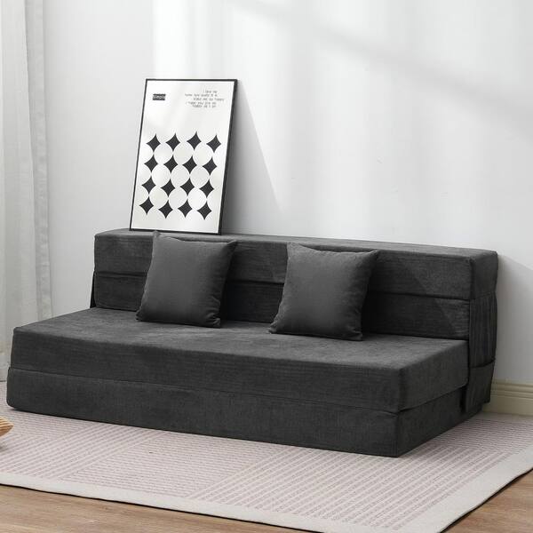 VEVOR Folding Sofa Bed, Composite Outdoor Couch with Cushion Guard Dark Gray Cushions 3-in-1-Foldable Couch Bed Washable Cover