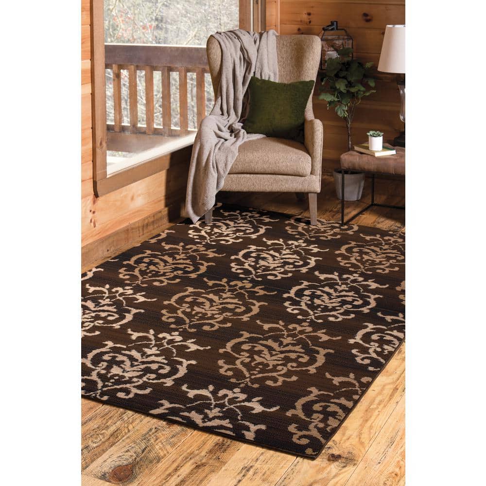 Dallas Countess Brown and Ivory Synthetic 5' x 7' Area Rug