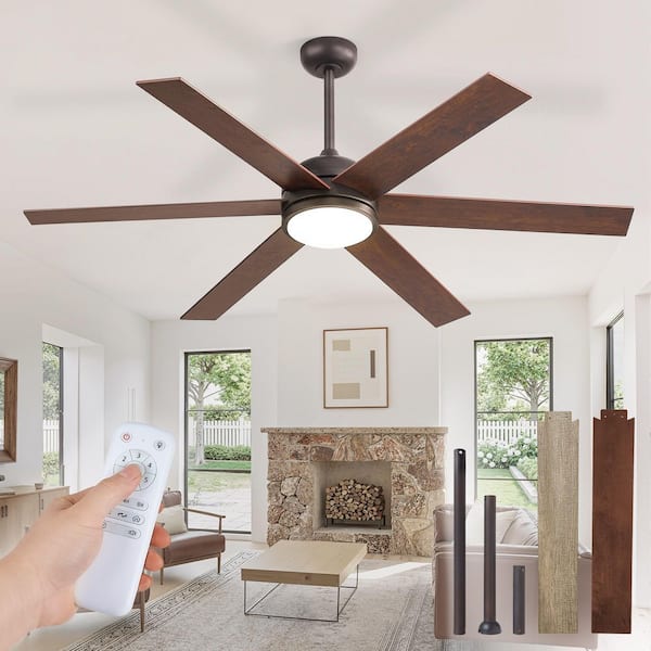 58 in. Indoor/Outdoor Black Ceiling Fan with LED Lights and Remote Quiet Reversible DC Motor 6 Speeds Living and bedroom
