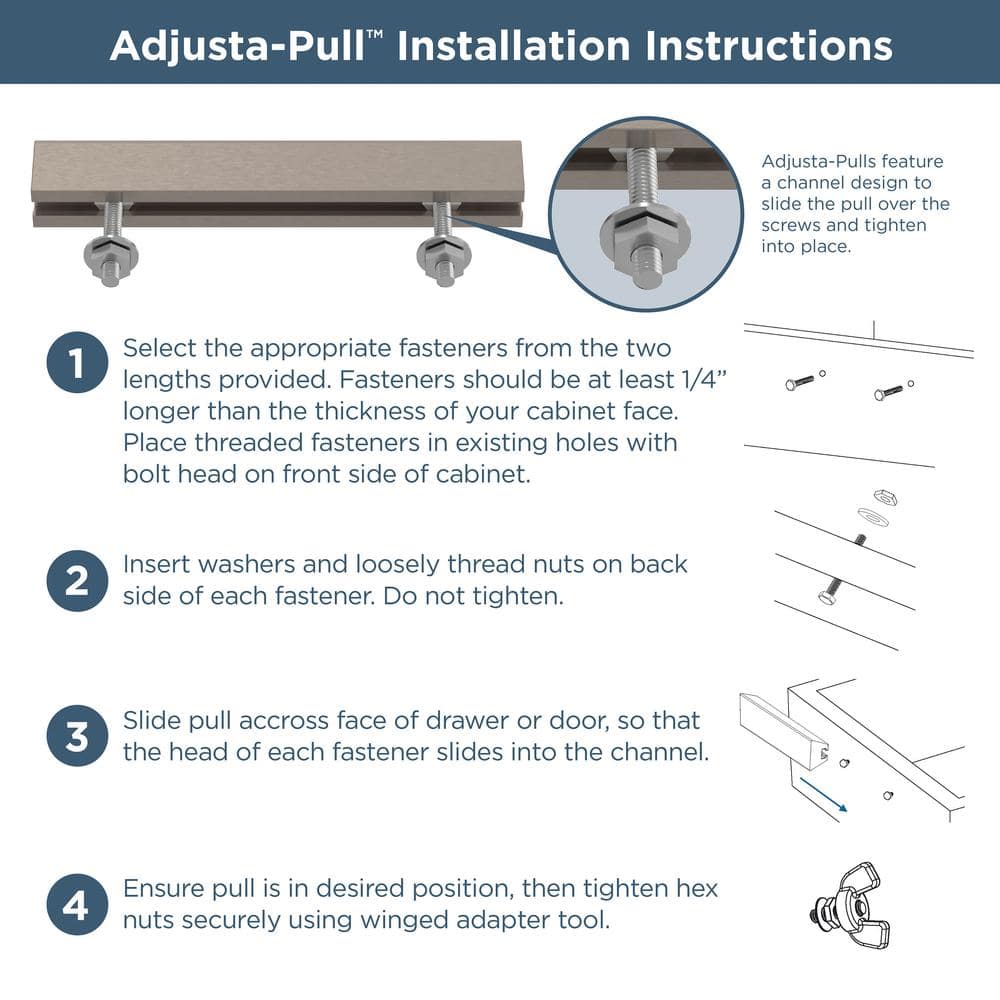 Matte Black Adjustable Modern Brass Bar Pulls with Mounting Hardware