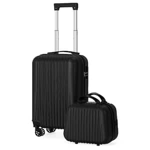 2-Piece Suitcase Carry On Luggage with Spinner Wheels, 14 in./20 in. Black