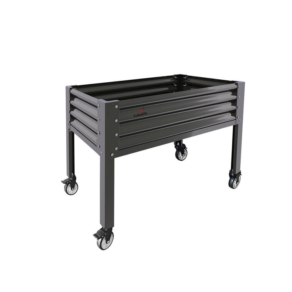 48 in. x 24 in. x 35 in. Grey 600lb Capacity Metal Raised Garden Bed on Whe