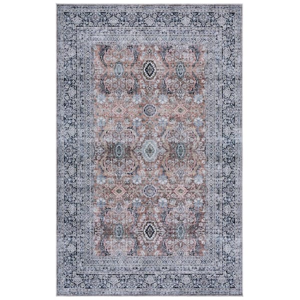 Arizona 4 ft. x 6 ft. Copper/Olive Traditional Persian Floral Washable Area Rug