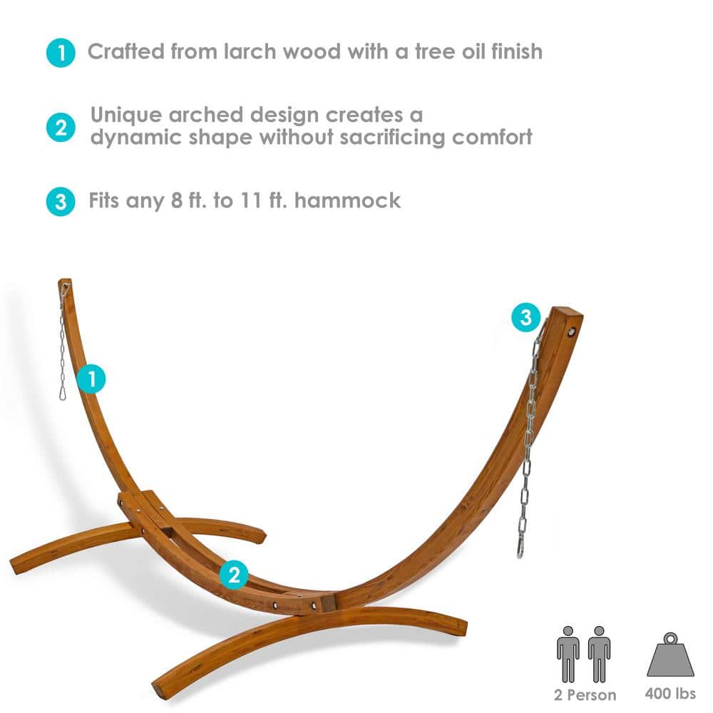 12 ft Curved Larch Wood Hammock Stand with Chains