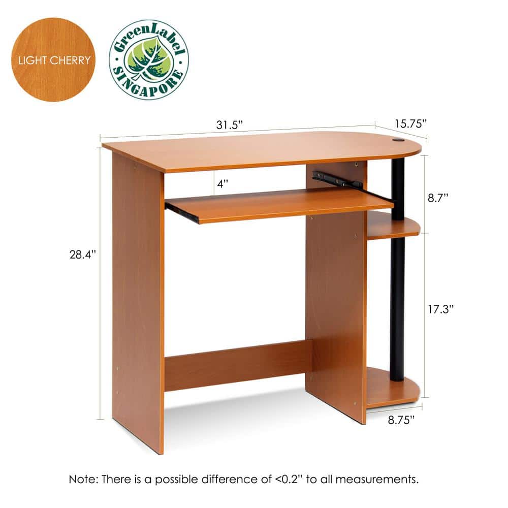Sleek Black Wood Compact Computer Desk with Drawer & Keyboard Tray