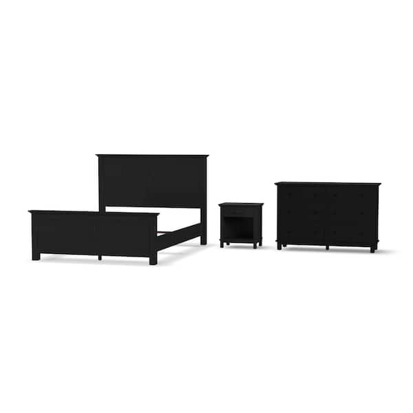 Oak Park 3-Piece Black Queen Bedroom Set