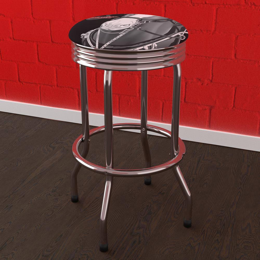 Budweiser Clydesdale Black 29 in. Black Backless Metal Bar Stool with Vinyl Seat