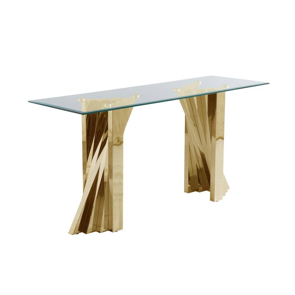 Elegant Gold Spiral 4-Piece Glass Top Table Set for Living Room