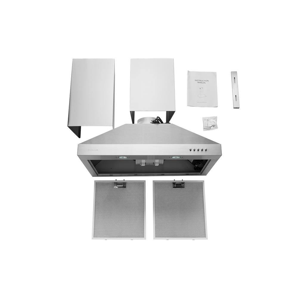 Stainless Steel Convertible Wall Mounted Range Hood with Charcoal Filter