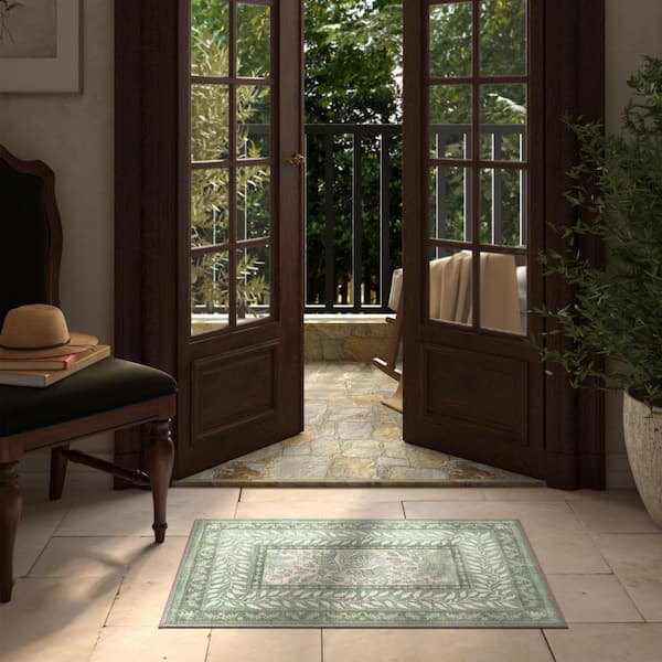 Machine Washable Rug with Standard Pad - Provence Sage 2 ft. x 3 ft.