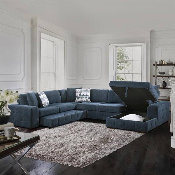 Lazzara Laconia 143 in. Straight Arm 4-Piece Chenille Sectional
