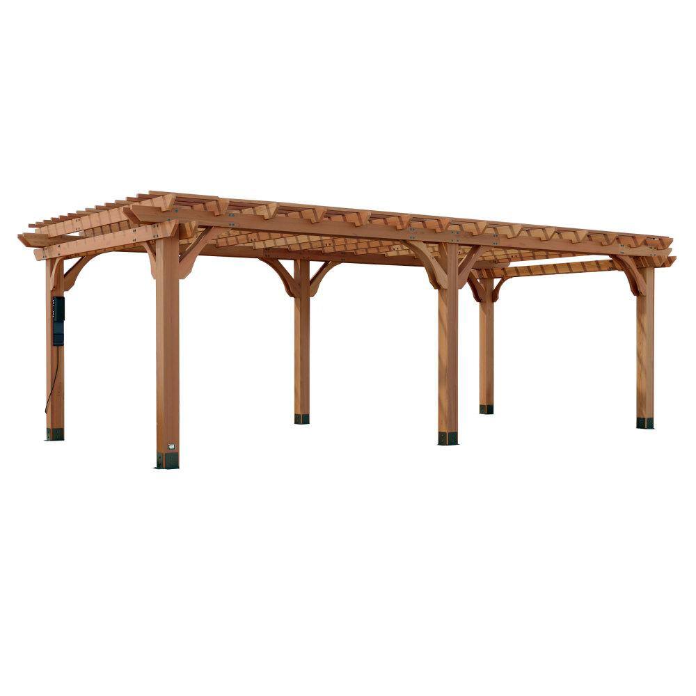 Beaumont 24' x 12' Cedar Wood Patio Pergola with Trellis Roof