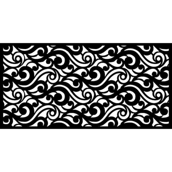 Ejoy New Style MetalArt Laser Cut Metal Black WaveCurve Privacy Fence Screen (24 in. x 48 in. per Piece 1-Piece)