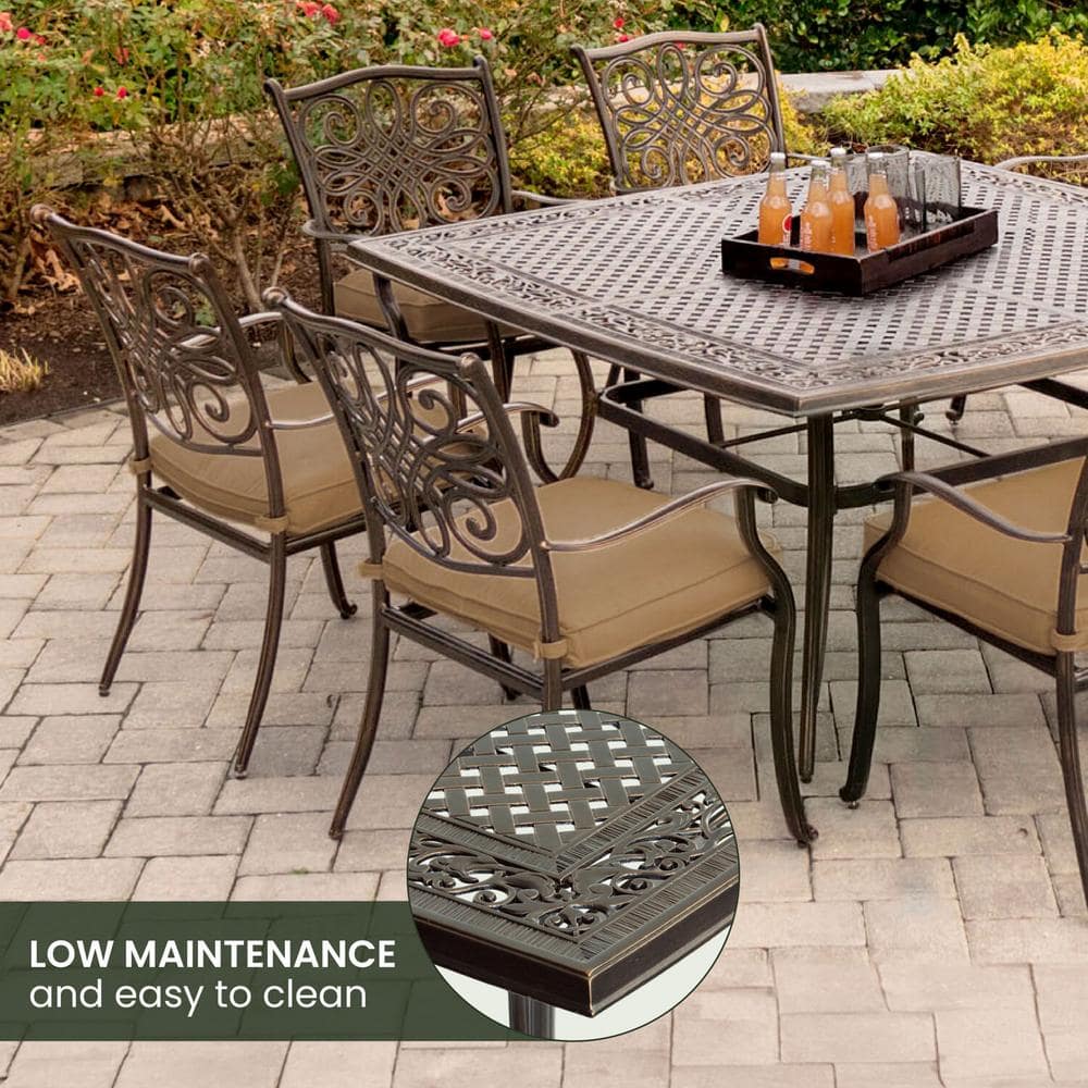 Bronze Aluminum 9-Piece Outdoor Dining Set with Natural Oat Cushions