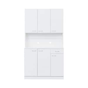 39.37-in W x 15.35-in D x 70.87-in H in White MDF Ready to Assemble Floor Base Kitchen Cabinet with 6-Doors