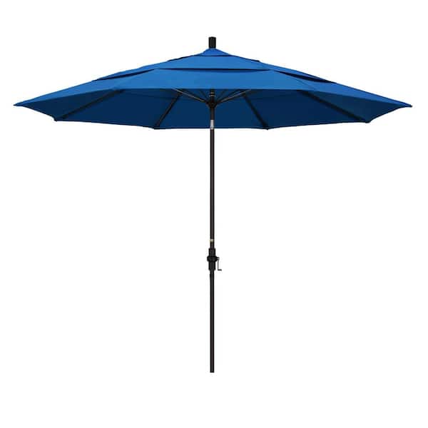 California Umbrella 11 ft. Fiberglass Collar Tilt Double Vented Patio Umbrella in Pacific Blue Pacifica