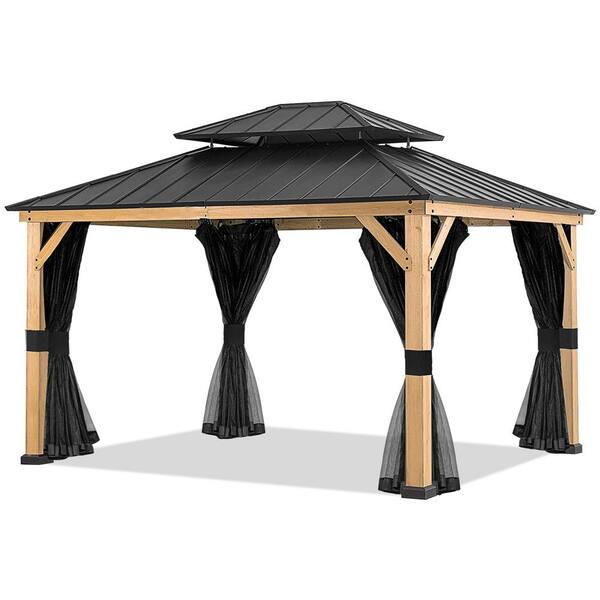 Wood Gazebo with Mosquito Netting 