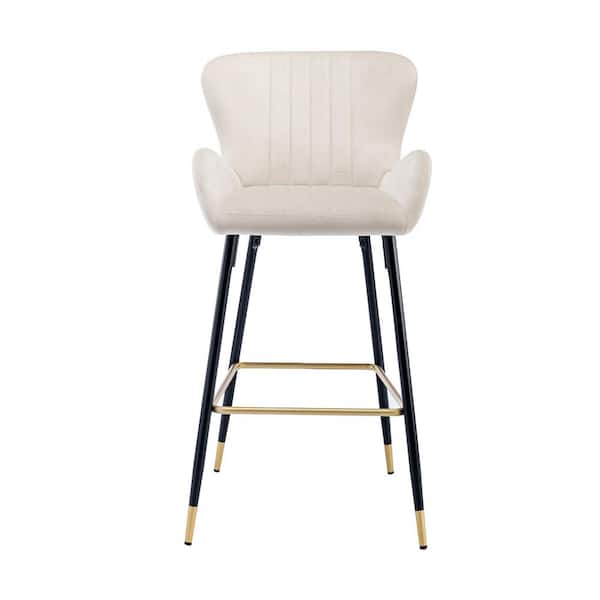 Unbranded 40.94 in. Ivory Bar Stool with Back and Footrest