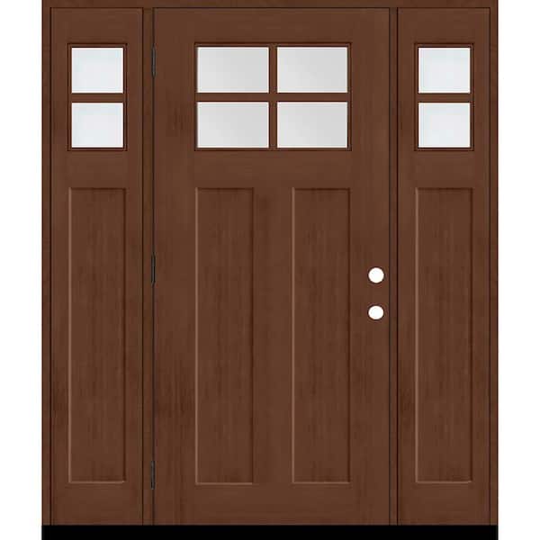 Steves & Sons Regency 68 in. x 80 in. RHOS 4L-1/4Toplite Clear Glass Chestnut Stain Fir Fiberglass Prehung Front Door with Dbl 14in.SL