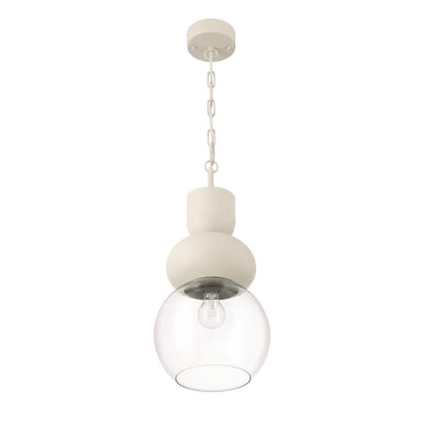 Cannon 40-Watt 1 Light Ivory White Iron Bubble Pendant Light