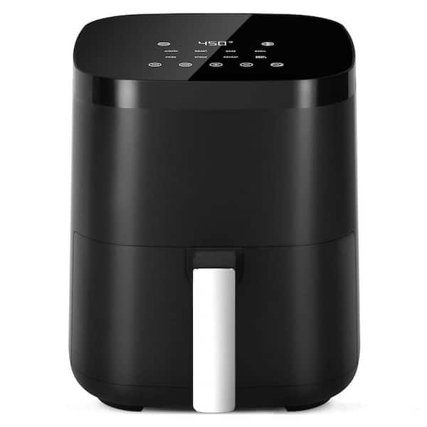 4 Qt. Black Compact Air Fryer with Flavor-Lock Tech, Shake Reminder, Tempered Glass Display and Nonstick Basket