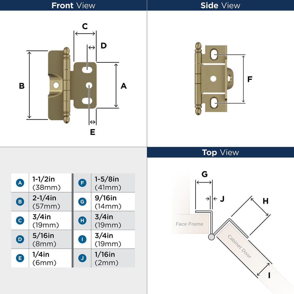 Golden Champagne Steel Cabinet Hinge with Ball Tip