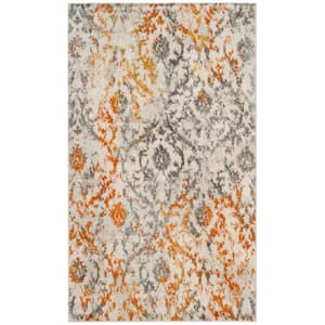 Madison Cream/Orange Doormat 2 ft. x 4 ft. Floral Geometric Area Rug