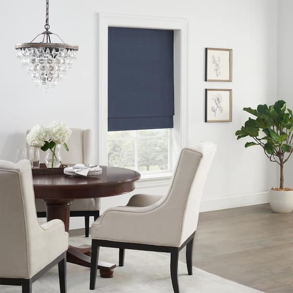 Eclipse Faux Silk Indigo Cordless Blackout Polyester Roman Shade 39 in. W x 64 in. L