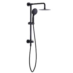 7-Spray Multifunction 1.8 GPM Round Wall Bar Shower Kit with Fixed Shower Head and Hand Shower in Matte Black