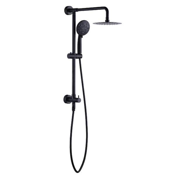 IVIGA 7-Spray Multifunction 1.8 GPM Round Wall Bar Shower Kit with Swivel Shower Head and Hand Shower in Matte Black