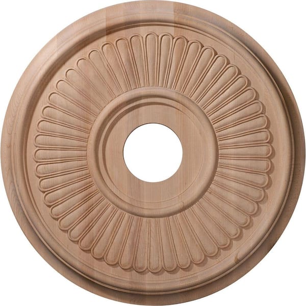 Ekena Millwork 16 in. Unfinished Red Oak Carved Berkshire Ceiling Medallion