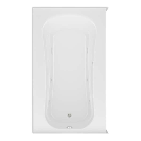 Aquatic Cariani 72 in. Acrylic Whirlpool Bathtub Left Drain Rectangular Alcove with Heater in White